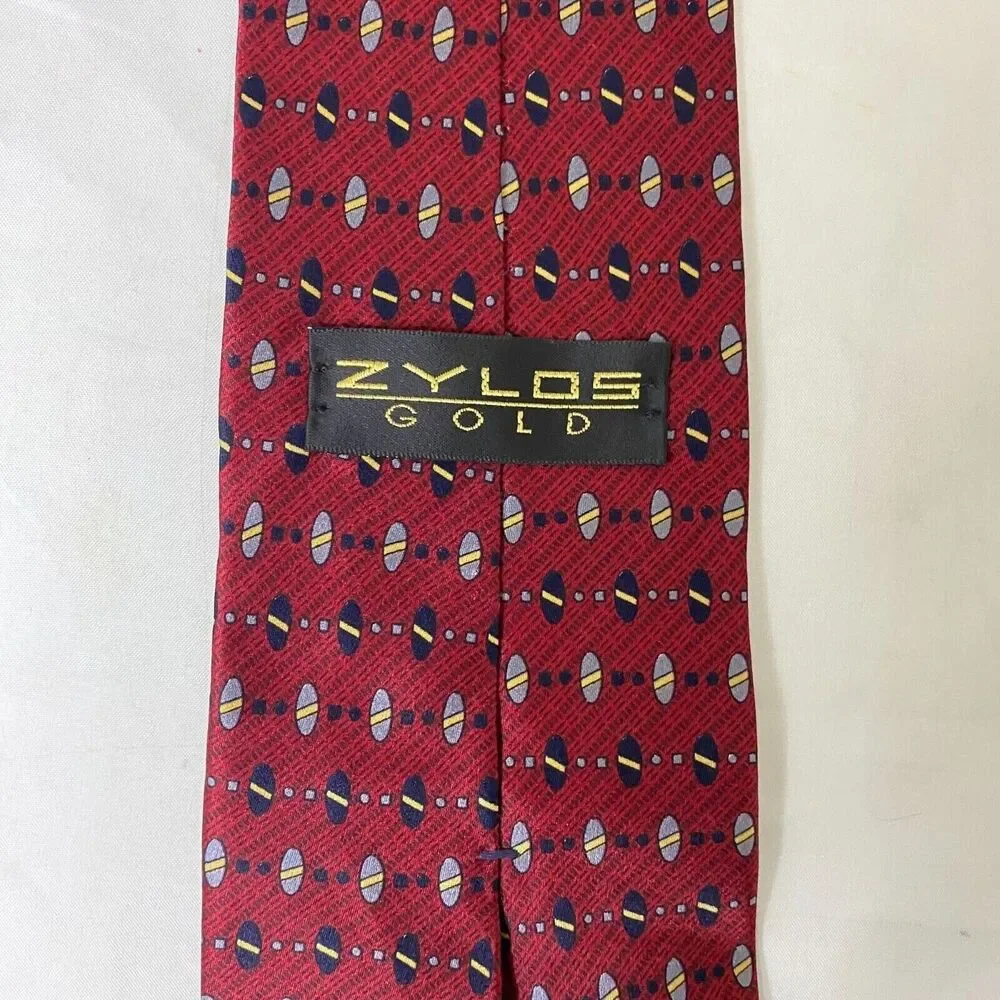 #6623 Zylos Gold Maroon Mens Necktie, Tie